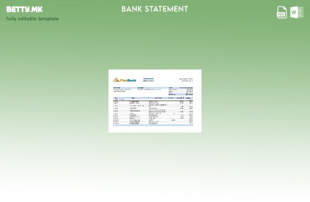модерен стил шаблон ексел за изјава од Суринам Финабанк